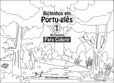 Livro bichinhos em Portu-glês para colorir